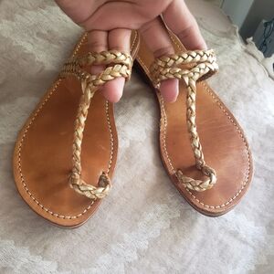 Braided Leather Sandals - Tan